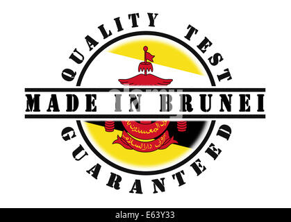 Test de qualité garantie stamp avec un drapeau national à l'intérieur, Brunei Banque D'Images