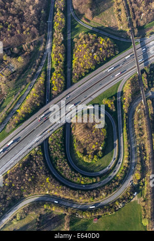 Vue aérienne de l'A2 et l'autoroute a31 Friesenspieß Bottrop-Nord, jonction, Bottrop, Ruhr, Rhénanie du Nord-Westphalie Banque D'Images