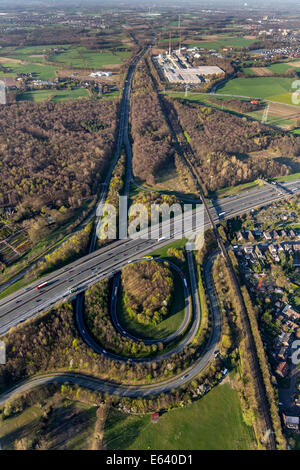 Vue aérienne de l'A2 et l'autoroute a31 Friesenspieß Bottrop-Nord, jonction, Bottrop, Ruhr, Rhénanie du Nord-Westphalie Banque D'Images