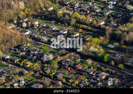 Vue aérienne, l'affectation jardins en Nachtigallental, Bottrop, Ruhr, Rhénanie du Nord-Westphalie, Allemagne Banque D'Images