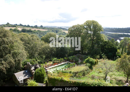 La Chambre et les jardins dans les jardins de Château Trematon, nr Saltash Cornouailles, ses administré par le Prince Charles, et loué, Banque D'Images