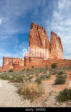 Les tours du palais dans Arches National Park. L'Utah, USA. Banque D'Images