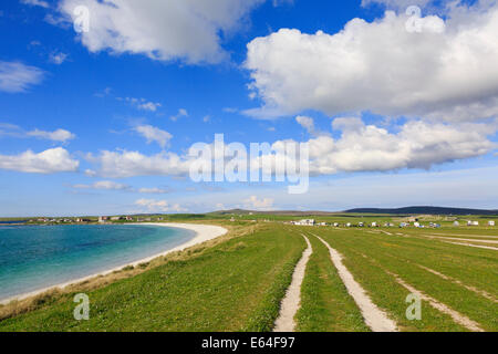 Faoghailean Traigh nam Plage et camping à Balranald Réserve Naturelle RSPB North Uist, Outer Hebrides, Western Isles, Écosse, Royaume-Uni, Angleterre Banque D'Images