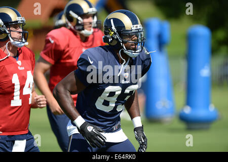 Earth City, Missouri, États-Unis. 14e Août, 2014. Saint Louis Rams le receveur Brian Quick (83) au cours de la formation de l'après-midi au Centre de formation de Russell Earth City, Missouri. Crédit : Gino's Premium Images/Alamy Live News Banque D'Images