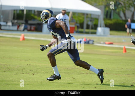 Earth City, Missouri, États-Unis. 14e Août, 2014. Saint Louis Rams le receveur Brian Quick (83) au cours de la formation de l'après-midi au Centre de formation de Russell Earth City, Missouri. Crédit : Gino's Premium Images/Alamy Live News Banque D'Images