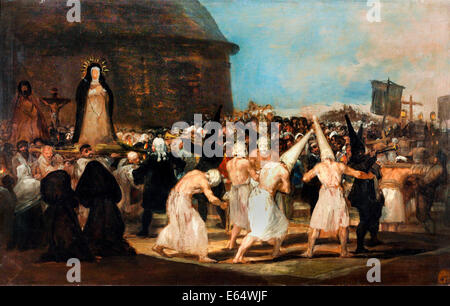 Francisco de Goya, une procession de Flagellants 1808-1812 Huile sur toile. Académie Royale des Beaux-arts de San Fernando, Madrid Espagne Banque D'Images