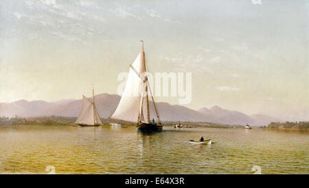 François Auguste Silva, l'Hudson à Tappan Zee le 1876 Huile sur toile. Le Musée de Brooklyn, New York City, USA. Banque D'Images
