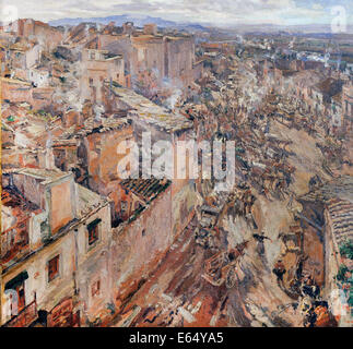 Francesc Gimeno, jour de marché à Torroella. Vers 1918 Huile sur toile. Museu Nacional d'Art de Catalunya, Barcelone, Espagne. Banque D'Images