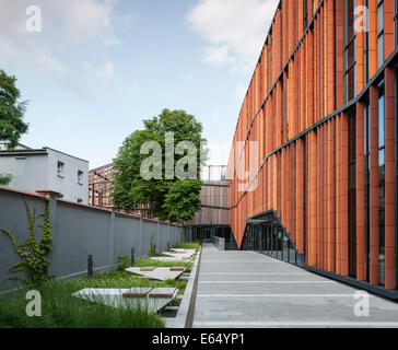 Le Jardin des Arts de Malopolska, Cracovie, Pologne. Architecte : Néolithique & Ewy architectes, 2012. Entrée latérale de Voivod Malopolska Banque D'Images