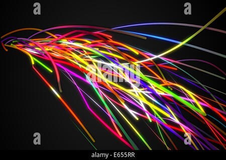 Brins de couleur arc-en-ciel Line Glow fond sombre Banque D'Images