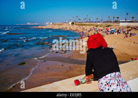 Maroc, Casablanca, la plage de Ain Diab Banque D'Images