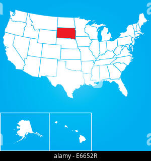 Carte de la aux États-Unis d'Amérique avec les états de *********** sélectionné Banque D'Images