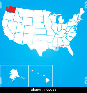 Carte de la aux États-Unis d'Amérique avec les états de *********** sélectionné Banque D'Images