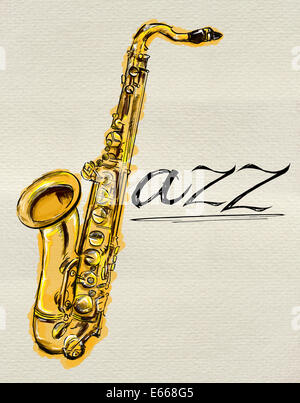 Image - Peinture Saxophone music background Banque D'Images