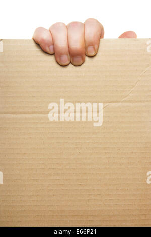 Hand holding blank carton, mettre votre propre texte ici Banque D'Images