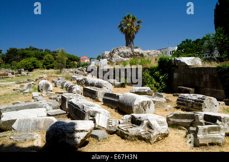 Vestiges de l'ancienne agora excavées, Kos Town, Kos Island, îles du Dodécanèse, Grèce. Banque D'Images