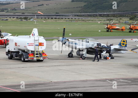 North American P-51 Mustang Ravitaillement en vol Banque D'Images