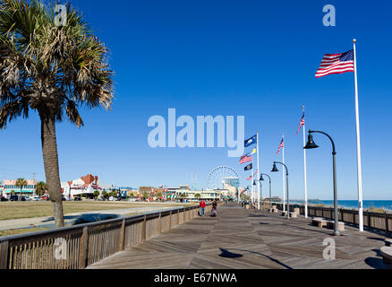 Myrtle Beach Boardwalk sur une calme hors saison journée d'automne, Myrtle Beach, Caroline du Sud, USA Banque D'Images