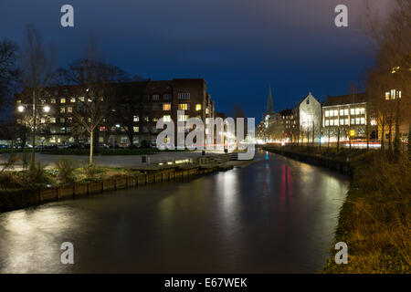 Canal d'eau dans le centre-ville d'Aarhus, Danemark, Europe Banque D'Images