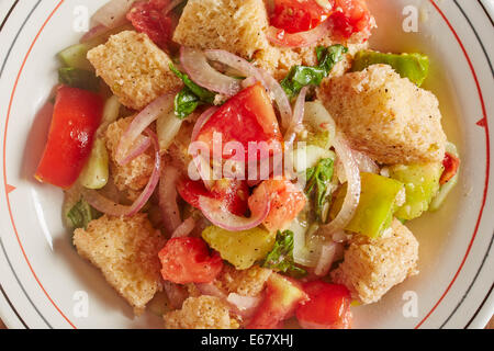 Panzanella - la salade de tomates et pain italien Banque D'Images