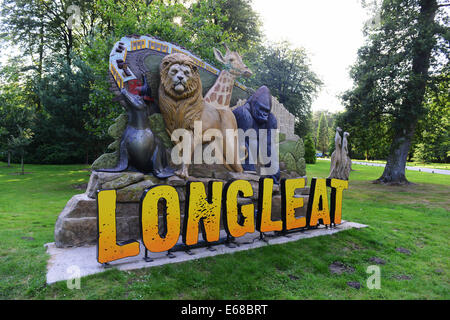 Longleat Safari Park, Wiltshire, Angleterre, panneau d'entrée au Parc Safari de Longleat Banque D'Images