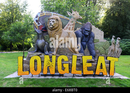 Longleat Safari Park, Wiltshire, Angleterre, panneau d'entrée au Parc Safari de Longleat Banque D'Images