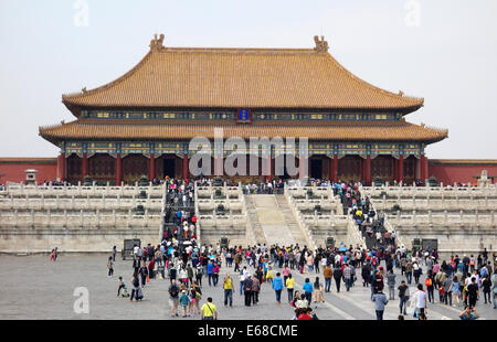 La Cité Interdite, la cour à la salle de l'harmonie suprême, cour extérieure, la Cité Interdite, Beijing, République populaire de Chine, l'Asie Banque D'Images