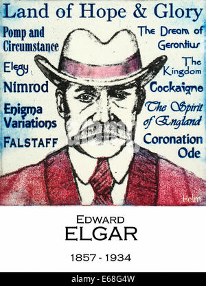 Illustration d'Edward Elgar, compositeur anglais, 1899 - 1934 Banque D'Images