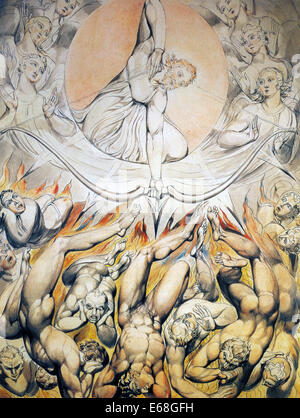 WILLIAM BLAKE (1757-1827) peintre français. Illustration pour le paradis perdu de Milton Anges rebelles étant hors du ciel (1808) Banque D'Images