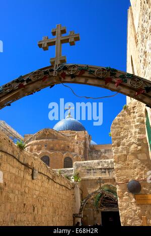 Monastère éthiopien et l'église du Saint Sépulcre, Jérusalem, Israël, Moyen Orient Banque D'Images