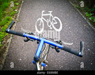 Panneau de chemin de vélo sur la route de Sustrans Banque D'Images