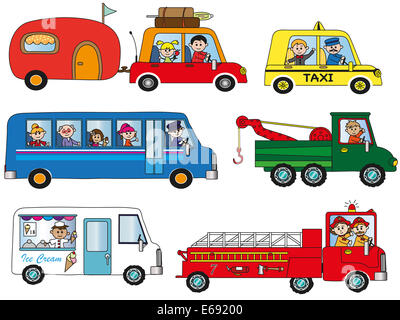 Illustration de funny cartoon transportation Banque D'Images