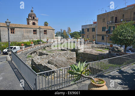 Thermae ancienne, Taormina, province de Messine, Sicile, Italie Banque D'Images