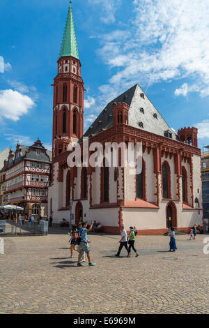 Vieille église Saint Nicolas, la Place Römerberg, Frankfurt am Main, Hesse, Allemagne Banque D'Images