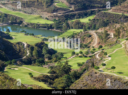 Parcours de golf en exclusivité La Zagaleta Country Club, près de Marbella, la province de Málaga, Andalousie, Espagne Banque D'Images