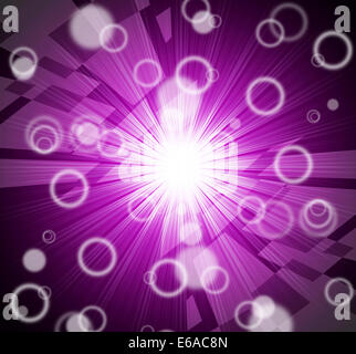 Arrière-plan de la luminosité éblouissante et cercles poutres montrant Banque D'Images
