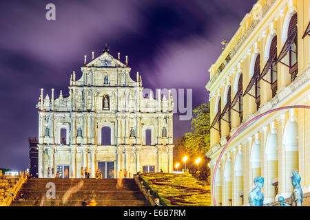 Macao, Chine dans les ruines de la Cathédrale St Paul. Banque D'Images