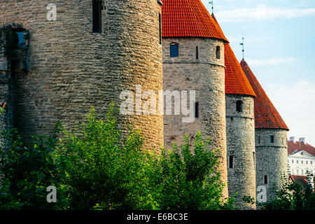 Quatre tours de Tallinn City Wall Banque D'Images