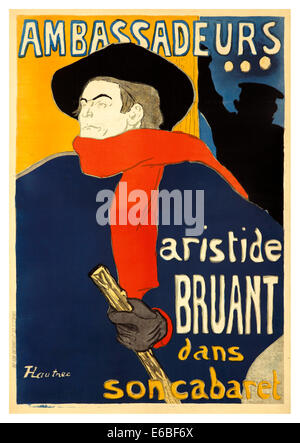 LAUTREC ARISTIDE BRUANT AMBASSADEURS dans son cabaret célèbre l'affiche ancienne des années 1890 de l'artiste français Henri Toulouse-Lautrec Paris France Banque D'Images