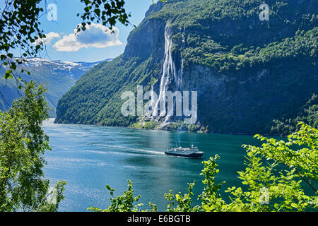 Sept Sœurs cascade dans le Geirangerfjord, Norvège Banque D'Images