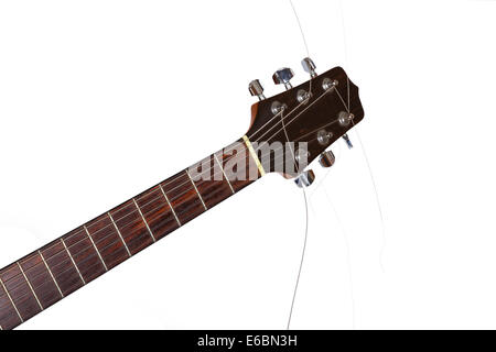 Manche de guitare sur fond blanc Banque D'Images