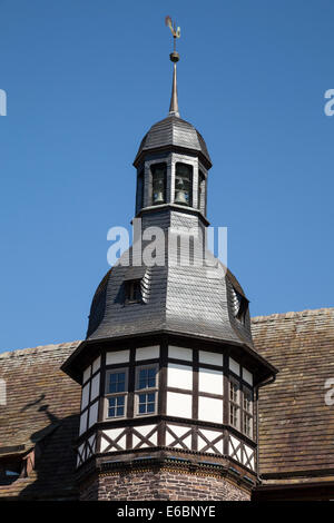 Au clocher de l'hôtel de ville historique, Hoexter, Weser Uplands, Nordrhein-Westfalen, Germany, Europe Banque D'Images