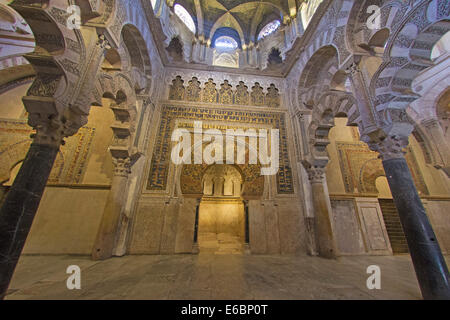 Mihrab, intérieur de la l'Mosque-Cathedral de Cordoba, Cordoue, Espagne Banque D'Images