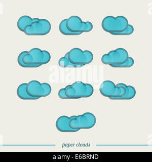 Ensemble d'icônes isolé nuages symboles. web design Banque D'Images