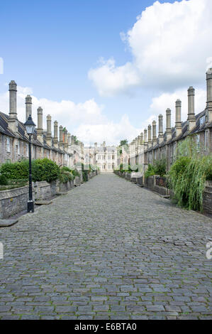 Cottages et vicaires Fermer cheminées célèbre Wells Somerset UK Banque D'Images