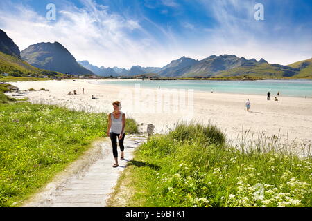 Ramberg plage, îles Lofoten, Norvège Banque D'Images