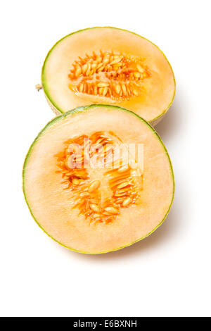 Fruit melon cantaloup (Cucumis melo) isolated on a white background studio. Banque D'Images