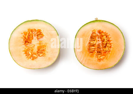 Fruit melon cantaloup (Cucumis melo) isolated on a white background studio. Banque D'Images