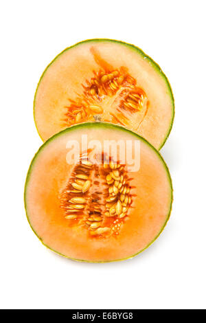 Fruit melon cantaloup (Cucumis melo) isolated on a white background studio. Banque D'Images