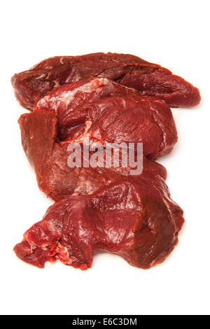 Steaks de viande de kangourou crus isolated on a white background studio. Banque D'Images